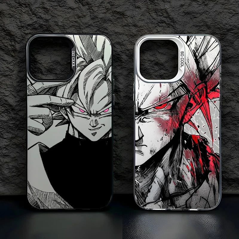 Anime Dragon Balls Saiyan For Apple iPhone 15 14 13 12 11 XS XR X Pro Max Plus Colorful Silver Back Phone Case